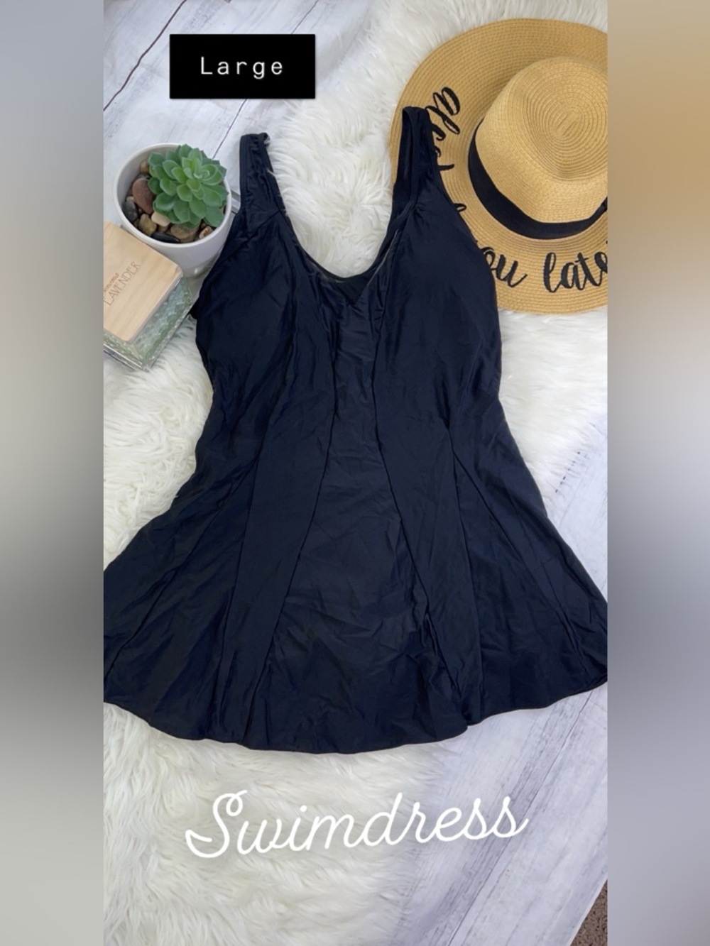 Black Swimdress with Flared Skirt
